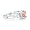 thumbnail image 2 of Infinity Shank Oval Ring Morganite CZ 925 Sterling Silver Size 10, 2 of 3