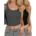 thumbnail image 1 of Pack de 2 Crop Tops AURUZA sin mangas con respaldo racer en negro y gris, talla L, 1 of 4