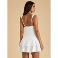 thumbnail image 2 of White Women's Solid Color Deep V-Neck Ruffle Hem Sleeveless Dress, Dresses, 2 of 6