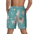 thumbnail image 4 of Gaeub Teal Mama Llama Mens Swim Trunks Stretch Beach Shorts Quick Dry for Men Swim Shorts Swimwear with Pockets- Small, 4 of 9
