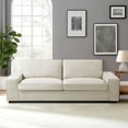 thumbnail image 3 of INGALIK Modern Loveseat Sofa, Upholstered Fabric Love Seat with Linen Cushions, Compact and Stylish for Small Spaces, Living Room, Bedroom, Office - Durable Wooden Frame (88 inch, Beige), 3 of 12