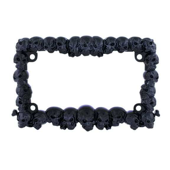 United Pacific 50113 Zinc Diecast Satin Black 3-D Skull Motorcycle License Plate Frame, All Over Skull Design, Gothic License Plate Holder, Heavy-Duty – ONE Unit