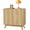 Accent cabinet-Beige, variant on PHOYAL 68" Tall Fluted Kitchen Pantry Storage Cabinet, Large Storage Cabinet with 3 Adjustable Shelves and 2 Doors, Freestanding Cupboard Buffet for Kitchen, Dining Room, Walnut