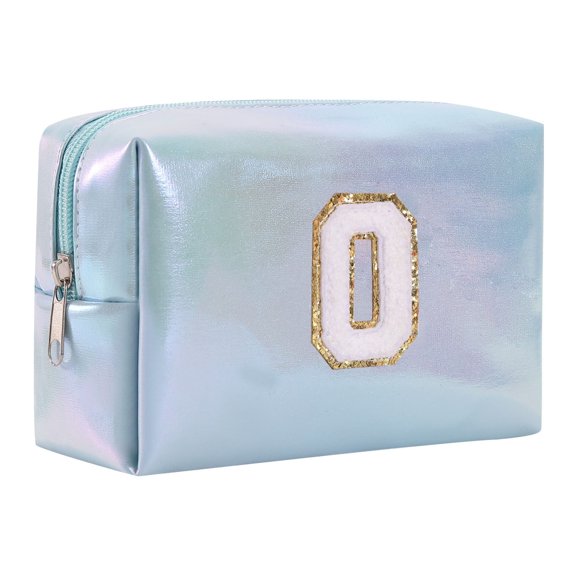 Large Capacity Embroidered Alphabet Makeup Bag Travel Storage Clutch Handbag for Toiletries and Cosmetics