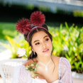 thumbnail image 3 of 2pcs Pom Pom Headband: Foil Strips Hair Accessories For Birthday Party Carnival Cosplay - Lightweight Decorative Hair Hoop For Women Girls, 3 of 3