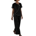 thumbnail image 3 of UPPADA 2 Piece Outfits Sets for Women Casual Summer Travel Vacation Outfits Short Sleeve Shirts and Wide Leg Pants Set Ladies Loose Linen Pants Lounge Sets Black,M, 3 of 7