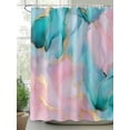 thumbnail image 3 of Teal Pink Marble Waterproof Fabric Shower Curtain, Abstract Ink Painting Modern Luxury Shower Curtain for Bathroom Curtains Bathtubs Hotel Washable Shower Curtains with 12 Hooks Small 36x72in, 3 of 6