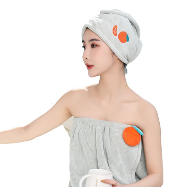 Falda de ducha absorbente de secado rápido para baño de spa y turbante para secar el cabello, juego de 2 piezas