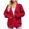 thumbnail image 2 of Women's Open Front Knit Cardigan Sweater Long Sleeve Casual Loose Fit Chunky Knitwear with Pockets, 2 of 5