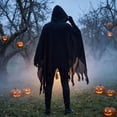 thumbnail image 5 of choiix Hooded Grim Reaper Cloak and Robe Set with Full Length Cape Medieval Horror Hooded Gown and Cape Outfit with Drawstring Hood Halloween Cosplay Dress and Robe, 5 of 5