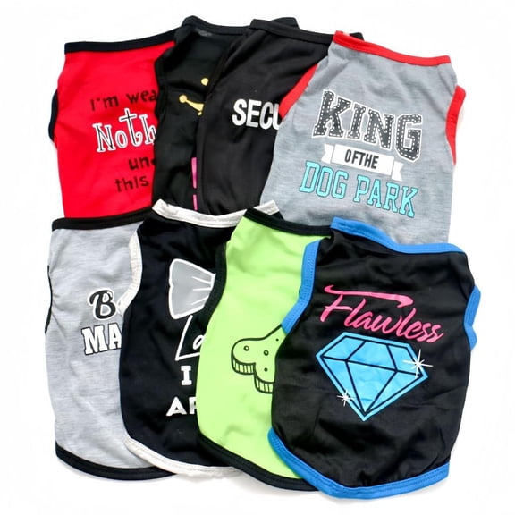 Tibvox 8pack Light weight Polyester Dog And Cats Clothing Easy To Clean And Fashion