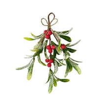 Christmas Mistletoe Decor Artificial Mistletoe Ornament Mistletoe Hanging Decorations Glitter Christmas Tree Accessories Artificial Dry Hanging Decoration For Tree Door 9.1"x7.5"
