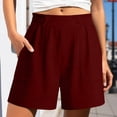 thumbnail image 2 of Guitiannn High Waisted Casual Summer Shorts for Elastic Comfort Loose Fit Solid Color Straight Leg Shorts Women's Shorts Athletic Long Chub Rub Shorts for Women Women Athletic Shorts Twill Shorts, 2 of 6