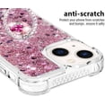 thumbnail image 4 of Glitter Clear Sparkly Bling Case for Apple iPhone 15, Flowing Liquid Quicksand Cover with Diamond Ring Holder Case for iPhone 15  Rose Gold, 4 of 14
