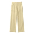 thumbnail image 6 of Women's High Waist Button Wide Leg Pants Loose Casual Trousers With Pockets For All, 6 of 6