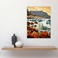 thumbnail image 4 of Cape Town Cityscape under Table Mountain Stylised Painting Crashing Waves in Coastal Landscape Large Wall Art Poster Print Thick Paper 18X24 Inch, 4 of 5