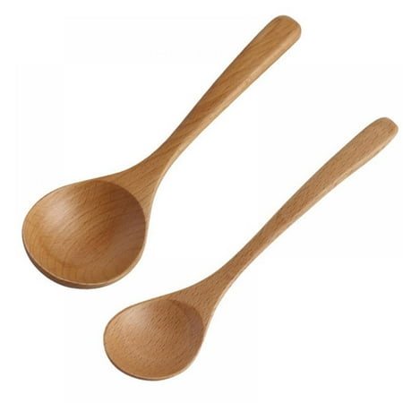 

Wooden Spoon Soup Spoon Long Handle Spoon Porridge Spoon Catering Teaspoon Japanese Style Spoon Kitchen Tableware 2pcs
