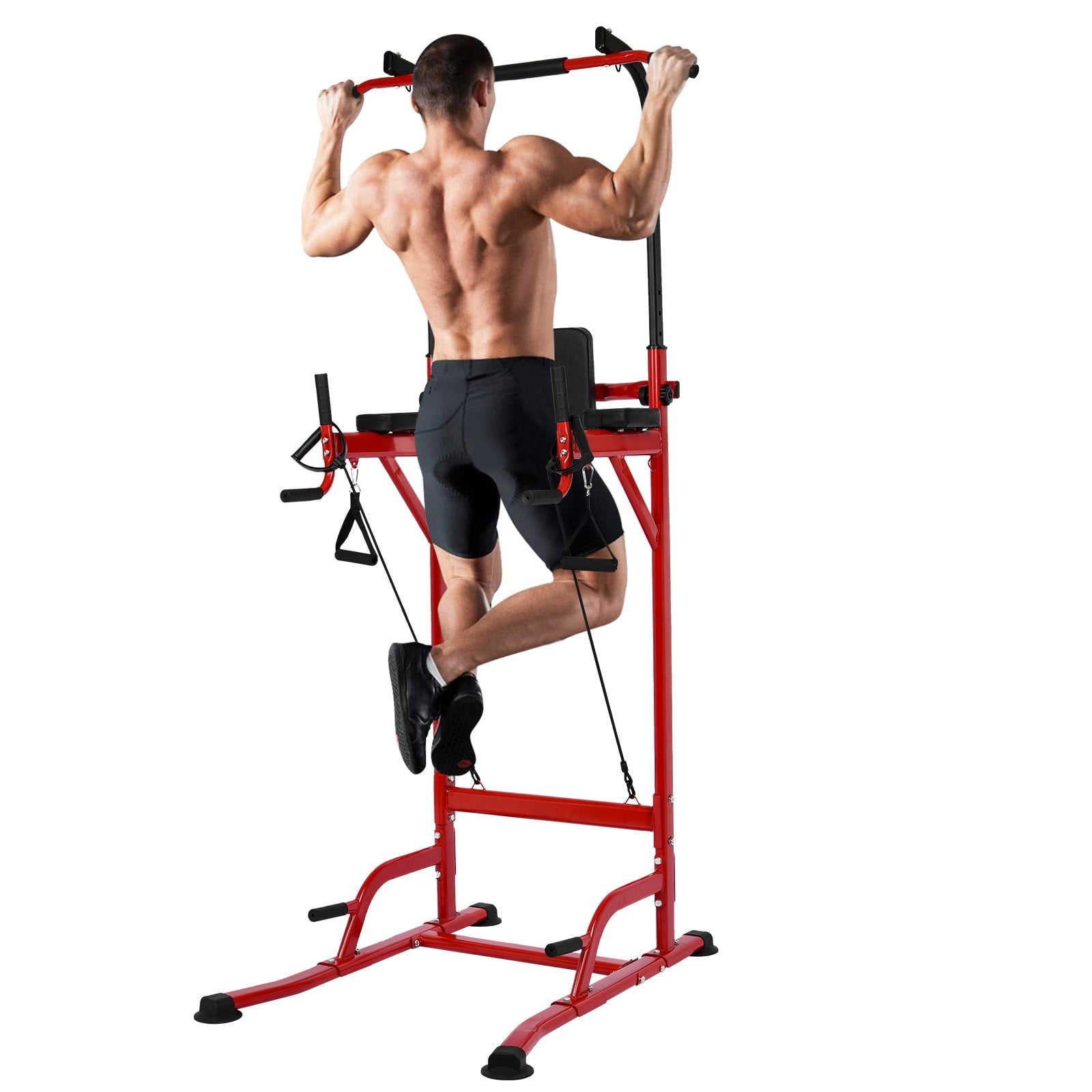SPART Power Tower Pull Up Bar Adjustable Height Dip Stands Station 440LBS Adjustable Foldable Workout Bench Combo for Home Gym Strength Training Fitness Multi-Function Workout Equipment 