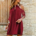 thumbnail image 2 of QIPOPIQ Robes pour Femmes Robe Midi à Étages Manches Courtes Dentelle Dos Nu Longues Robes Robe d'Été Robe Ample Offres 2023, 2 of 5