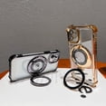 thumbnail image 3 of 360° Rotatable Magnetic Ring Stand for iPhone 12 Case, [Compatible with Magsafe] Protective Case with Stand & Ring Holder, Luxury Transparent Women Case for iPhone 12, Purple, 3 of 12