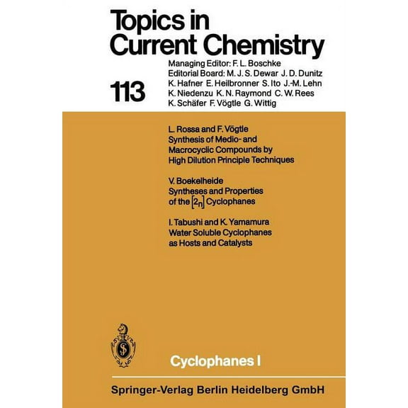 Topics in Current Chemistry Cyclophanes 1, Book 113, (Paperback)