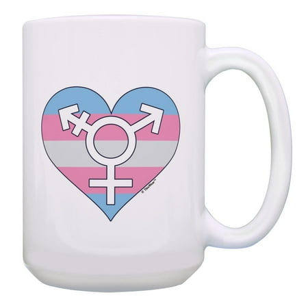 

ThisWear Trans Flag Gifts Transgender Support Flag Heart Symbol 15oz Ceramic Coffee Mug