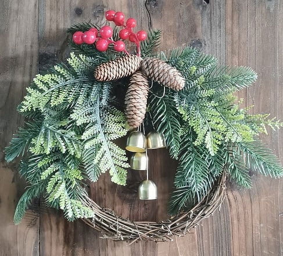 Couronne De Porte De Noël Rustique | Couronne De L'Avent En Faux Pin | Décor De Porte De Noël Rustique | Couronne Décorative Avec Nœud Et Cloche, Pommes De Pin Artificielles Pour