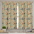 thumbnail image 4 of Ambesonne Floral Valance & Curtain 3 Pcs Set, Balkan Traditional Theme Art, 55"x45", Blue Orange Multicolor, 4 of 7