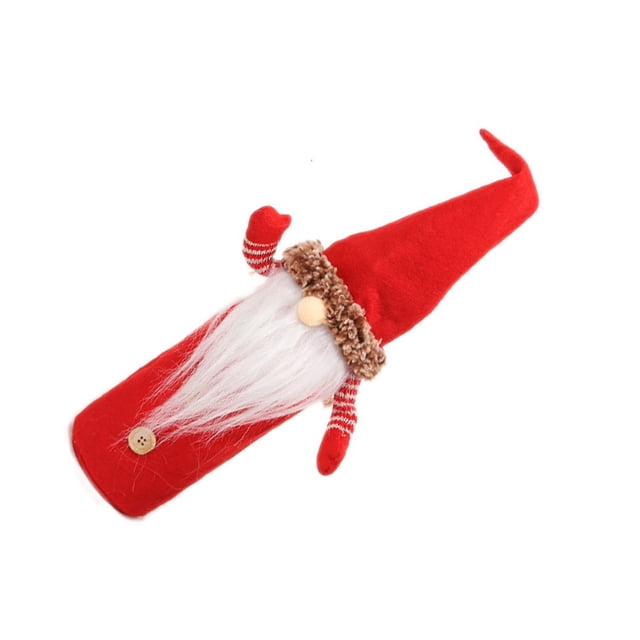 Matsuzay Cubierta de botella de vino de Navidad sin rostro manga de hombre viejo con botón de barba telas no tejidas sombrero de Navidad de comedor Kits de decoración para fiestas Rojo Matsuzay HA068241-01