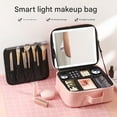 thumbnail image 6 of Yzhappy Travel Makeup Bag With LED Mirror, Cosmetic Train Case with Light up Mirror, Portable Makeup Artist Organizer Bag with Adjustable Dividers, Makeup Brush Holder Storage, Pink, 6 of 6