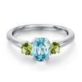 thumbnail image 3 of Gem Stone King 925 Sterling Silver Blue Zircon and Green Peridot Engagement Ring for Women | 1.66 Cttw | Oval 7X5MM | Gemstone Birthstone | Size 5, 3 of 6