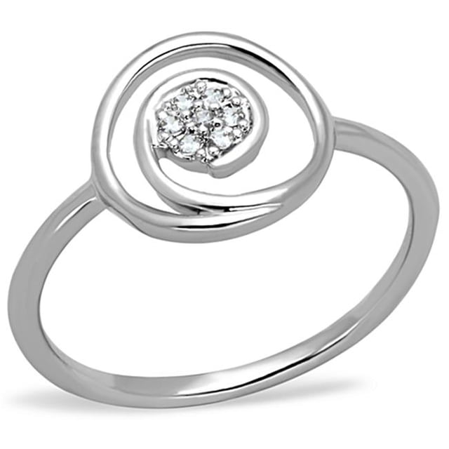 Women Rhodium Brass Ring with AAA Grade CZ in Clear - Size 8