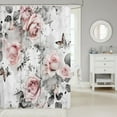 thumbnail image 2 of Retro Ink Painting 72"Wx78"L Shower Curtain,Vintage Rose Flowers Bathroom Shower Curtain Sets,Watercolor Tie Dye Fabric Shower Curtain,Grey Leaves Plants Waterproof Bathroom Curtains, 2 of 5