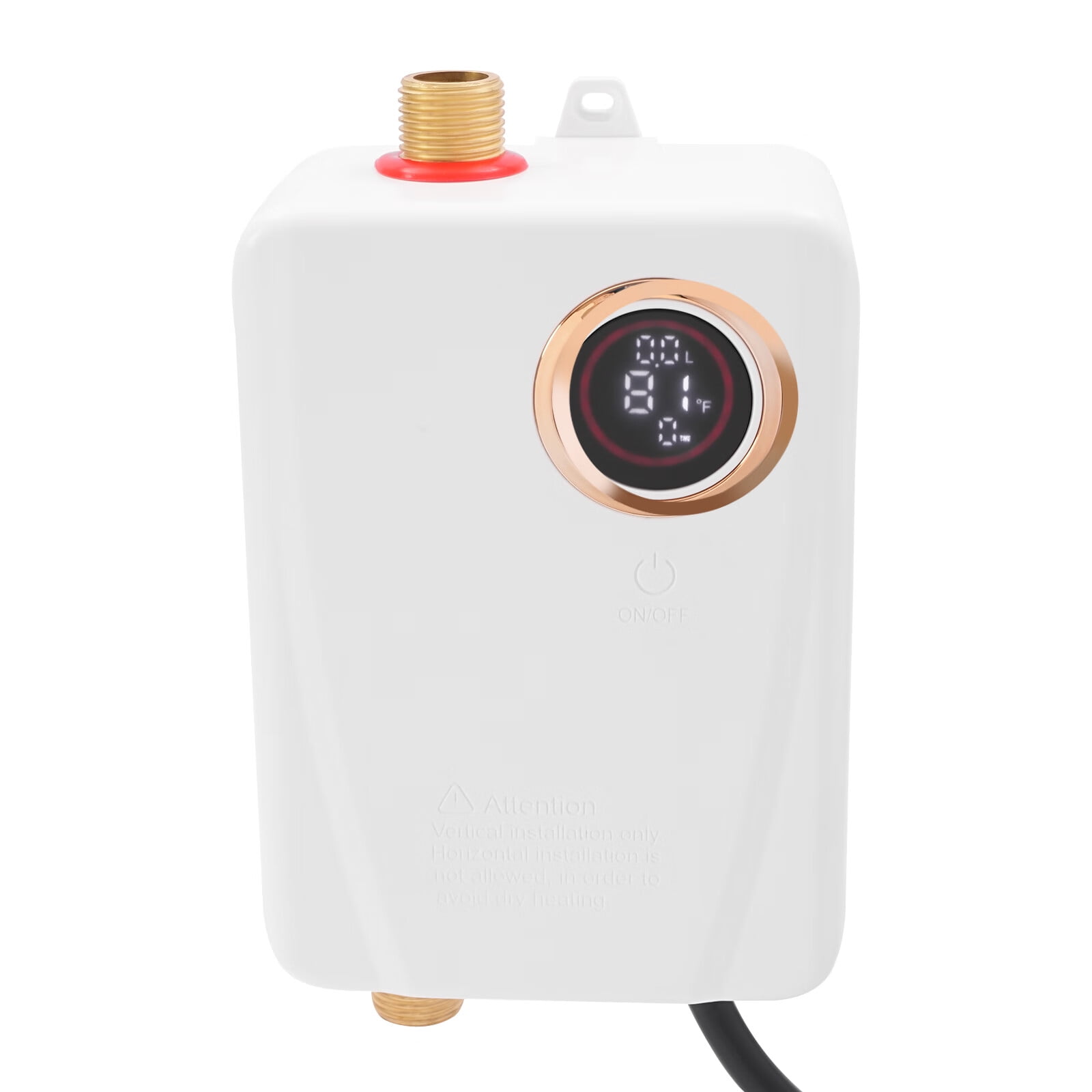 Aiqidi 3000W 110V Instant Electric Water Heater Wall Mounted Vertical Small Tankless Hot Water Heater with LED Touch Screen for Kitchen IPX4 20~50℃ (White)