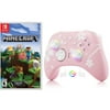 Minecraft Game Disc and Upgraded Switch Pro Controller for Nintendo Switch/PC/IOS/Android/Steam with Hall Effect Joysticks & Hall Effect Triggers Pink, 2 Pairs of Joysticks, Charging base