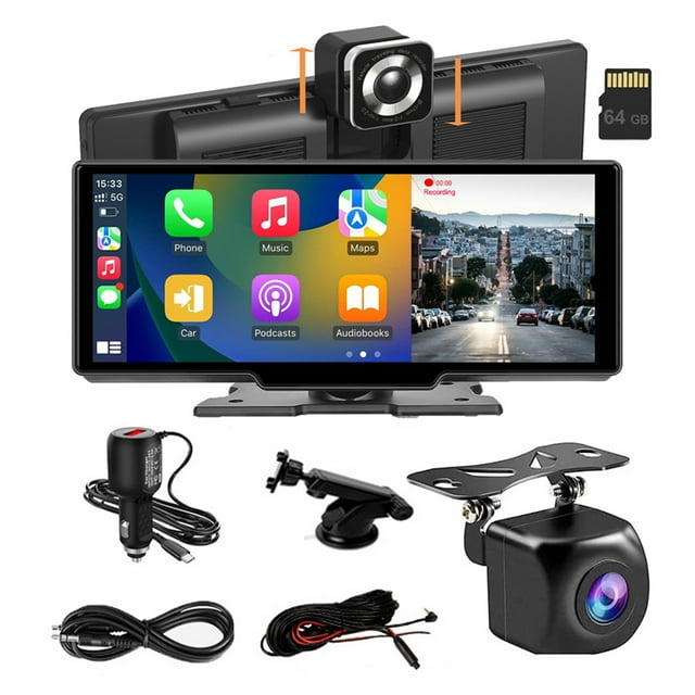 relayinert ABS Portable 10.26Inch HD IPS Touchscreen Car Stereo Radio Monitor Android Auto Wireless Car-play Wireless Convenient 64GB
