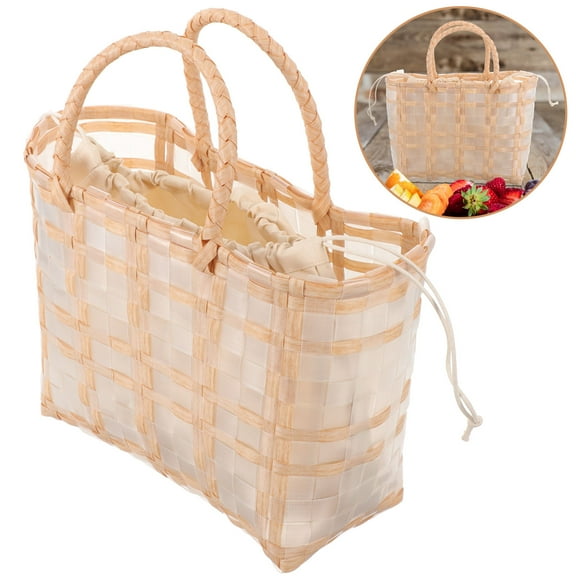 SEWCHICS Straw Tote Bag Fabric Material Women Beach 1Pack 12.8X9.4In