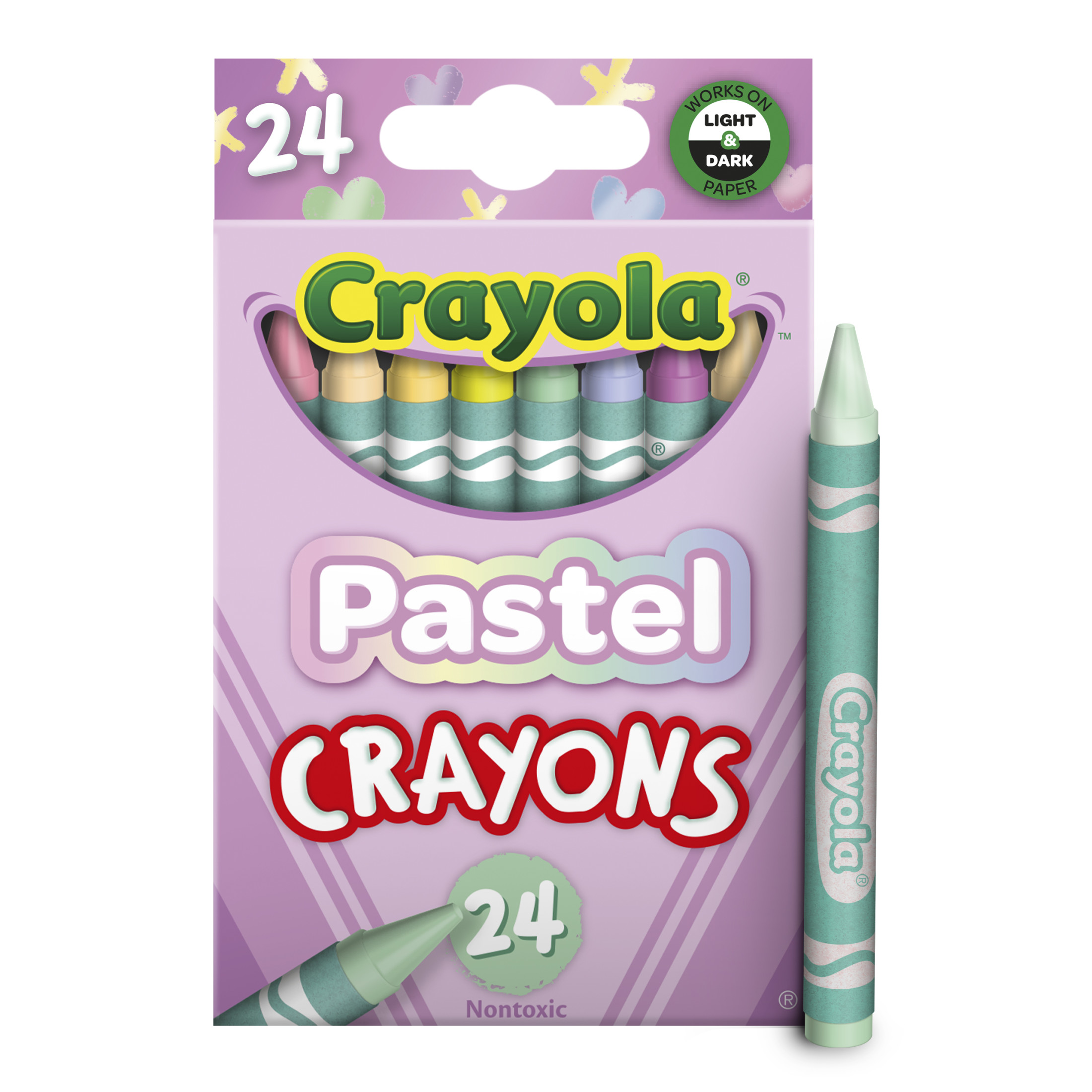 Crayones Crayola pastel, 24 piezas, útiles escolares, suministros de arte, regalos creativos para niños de 3+ 5