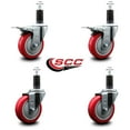 thumbnail image 2 of 4 Inch Red Poly Swivel 1-1/4 Inch Expanding Stem Caster Set 2 Total Lock Brakes, 2 of 2
