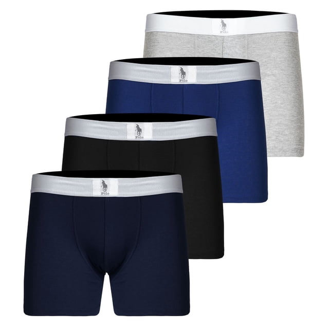 Boxer HPC POLO para hombre, diseño largo liso, spandex multicolor, 4 piezas, talla CH