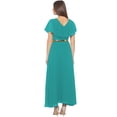 thumbnail image 3 of eloria Women's Georgette Frilled Design V Neck Sleevless Party Long Maxi Dress, Color : Teal | Size : XXL, 3 of 5