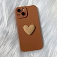 thumbnail image 5 of Cute 3D Love Heart Phone Case for iPhone 13 6.1 inch with Anti-Fall Lens Cameras Cover Protection Slim Dustproof Protective Cover Aesthetic Design for Women Girls, Brown, 5 of 6
