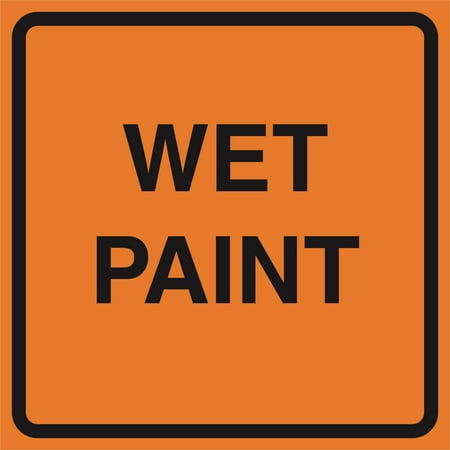 Wet Paint Orange Construction Work Zone Area Job Site Notice Caution Road Street Signs Commercial Plastic Square,