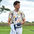 thumbnail image 6 of Balery Lilies Flowers Printed Men’s Short Sleeve Polo Shirt, Midweight Men's Shirt,Golf Polo shirts -, 6 of 9