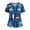 Dark Blue, variant on Tropical Print Scrub Top for Women, V-Neck Short Sleeve Medical Shirt with Pockets & Side Slits - Soft Stretchy Nurse Tunic Blue XXL