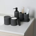 thumbnail image 3 of Bathroom Accessory Set - 6 Pieces Bathroom Accessories Set Complete with Soap Dispenser, Toothbrush Holders, Tumbler, Vanity Tray and 2 Qtip Holder for Home Organizer and Decor, Dark Grey, 3 of 18