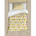 thumbnail image 1 of Vegan Duvet Cover Set Twin Size, Pastel Colored Graphic Pattern of Apples and Pears Nutrition Vitamins Healthcare, Decorative 2 Piece Bedding Set with 1 Pillow Sham, Multicolor, by Ambesonne, 1 of 3