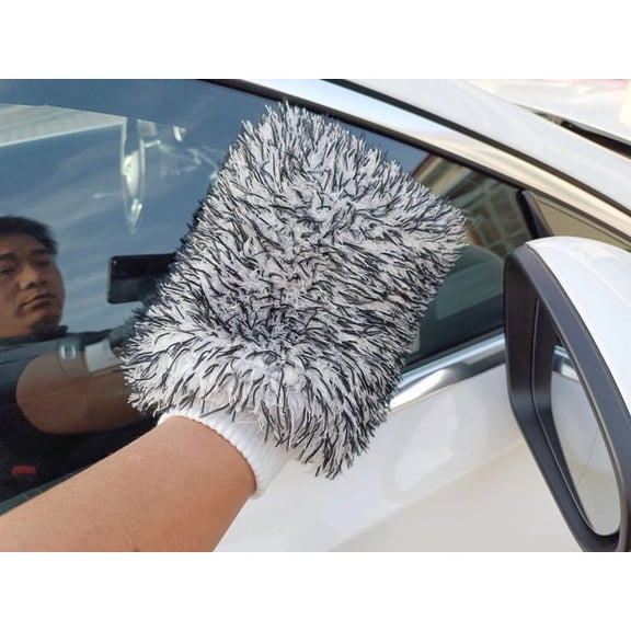 Cinvoph Microfiber Cleaning Gloves for Car Reusable Water Absorbed Gloves for Gentle Cars Daily Cleaning, 8"x10"
