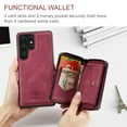 thumbnail image 4 of Nalacover Zipper Wallet Case for Samsung Galaxy S25 Ultra, Shockproof PU Leather Detachable Card Slots Holder Cash Pocket Slim Cover with Kickstand Magnetic Lens Protective Case, Red, 4 of 7
