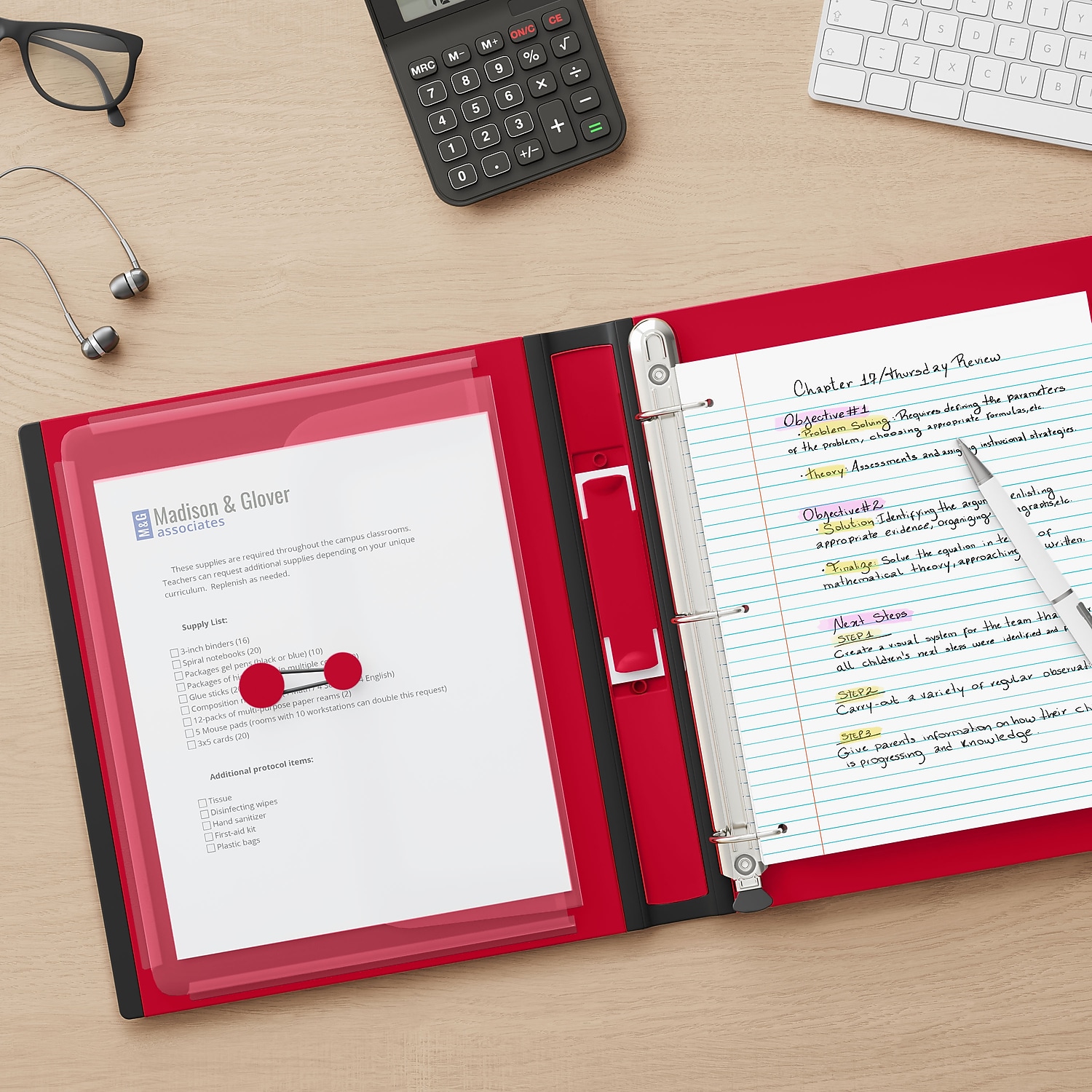 Staples 1.5" 3-Ring Better Binder Red photo 5